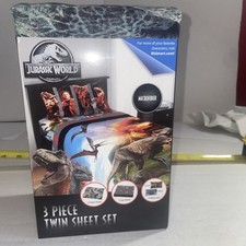 Jurassic World Dominion Dinosaurs Twin 3-Piece Microfiber Sheet Set - NEW