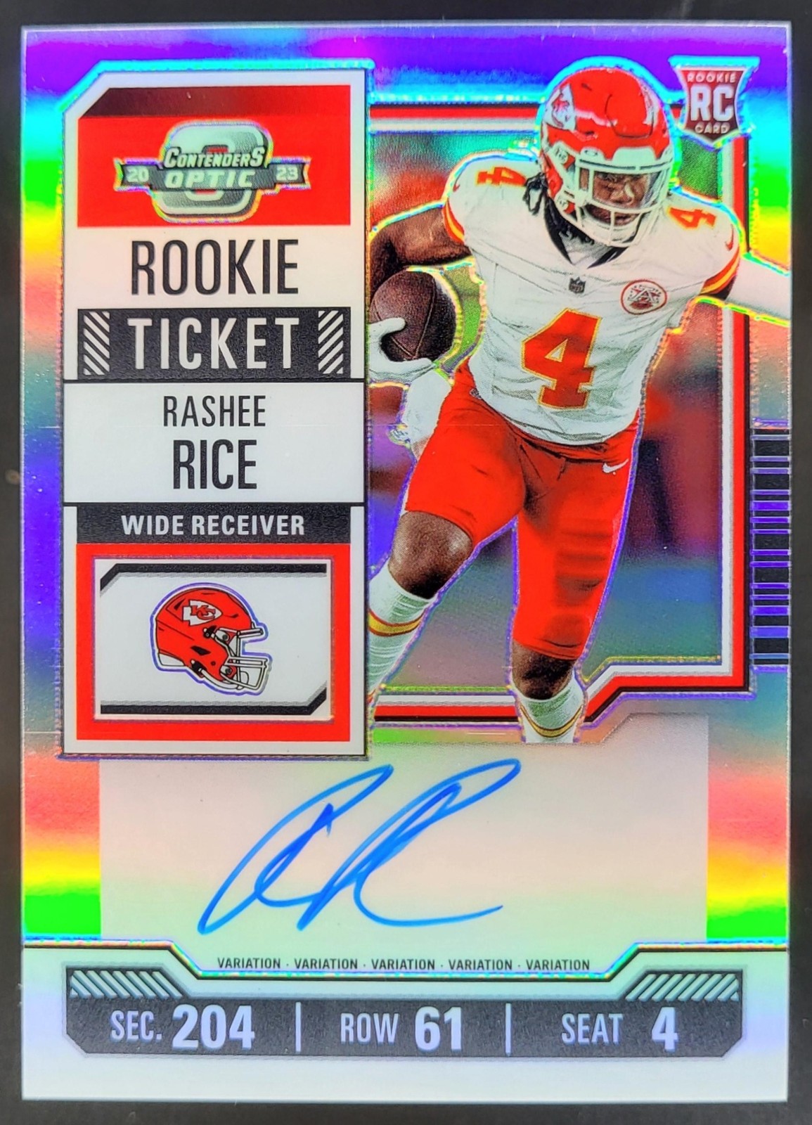 2023 Panini Contenders Optic Rashee Rice Silver Rookie Ticket Auto RC Chiefs DN2