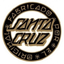 Santa Cruz Skateboard Sticker Loco Dot Gold Schwarz Transparent 10cm Rund