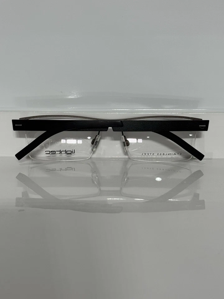 Anteojos rectangulares de metal semi-sin montura marrón mate Lightec 7328L NM022 55 mm Foto 4 de 4