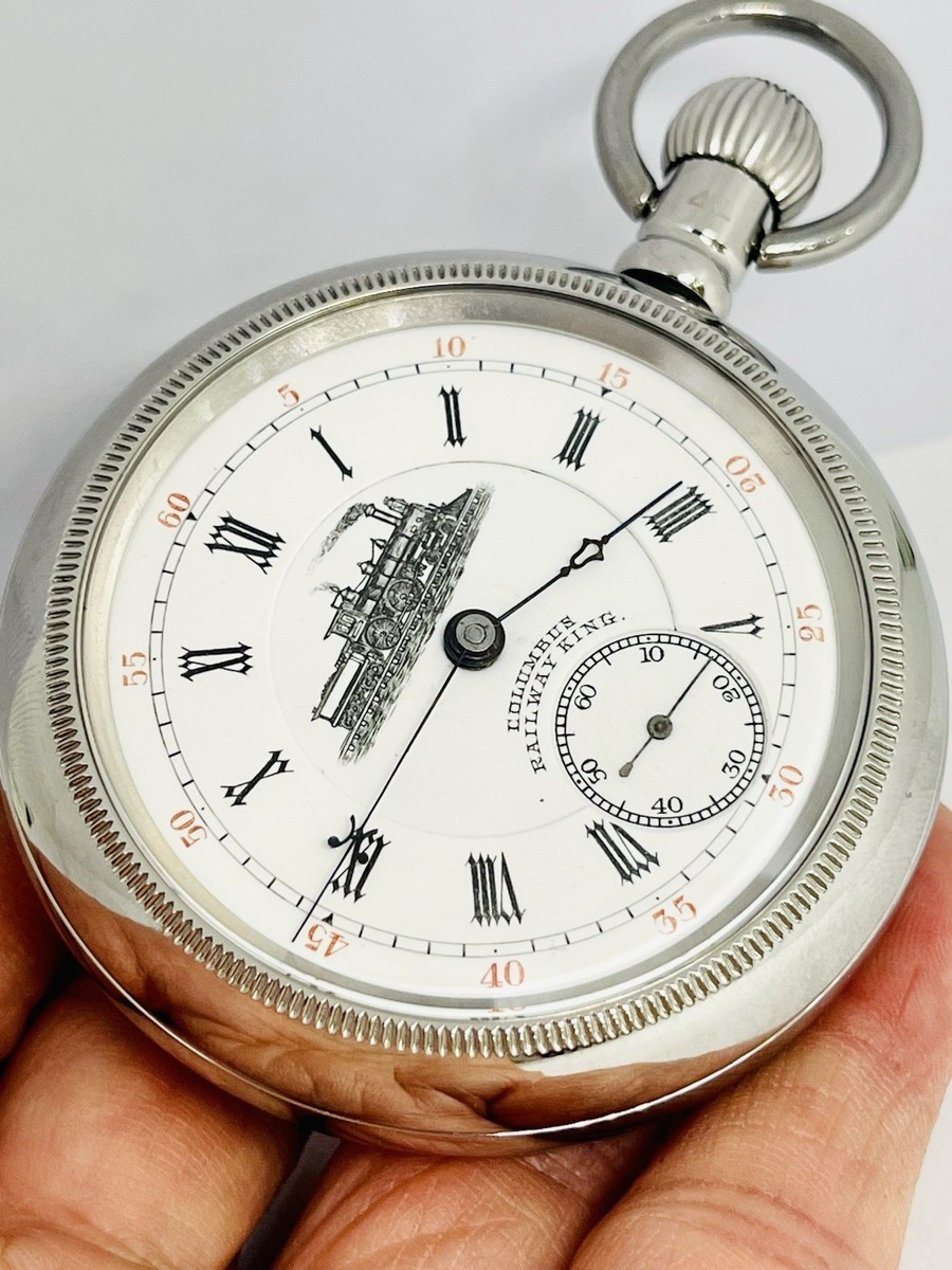 SERVICED RARE Dial 2-Tpnes 1891 Columbus Railway King 18S 15J