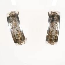Tom & Sylvia Kee Navajo Sterling and gold filled hoop earrings