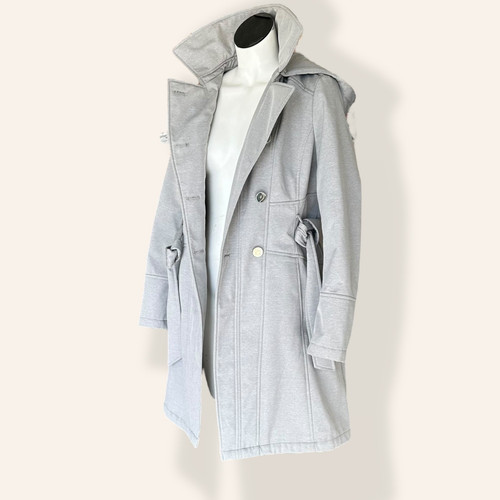 Guess Trench Double-Breasted Hooded Coat M in Gray - Picture 1 of 12