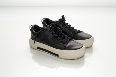 Kendall & Kylie Tyler Black Leather Platform Sneakers Shoes 8 M