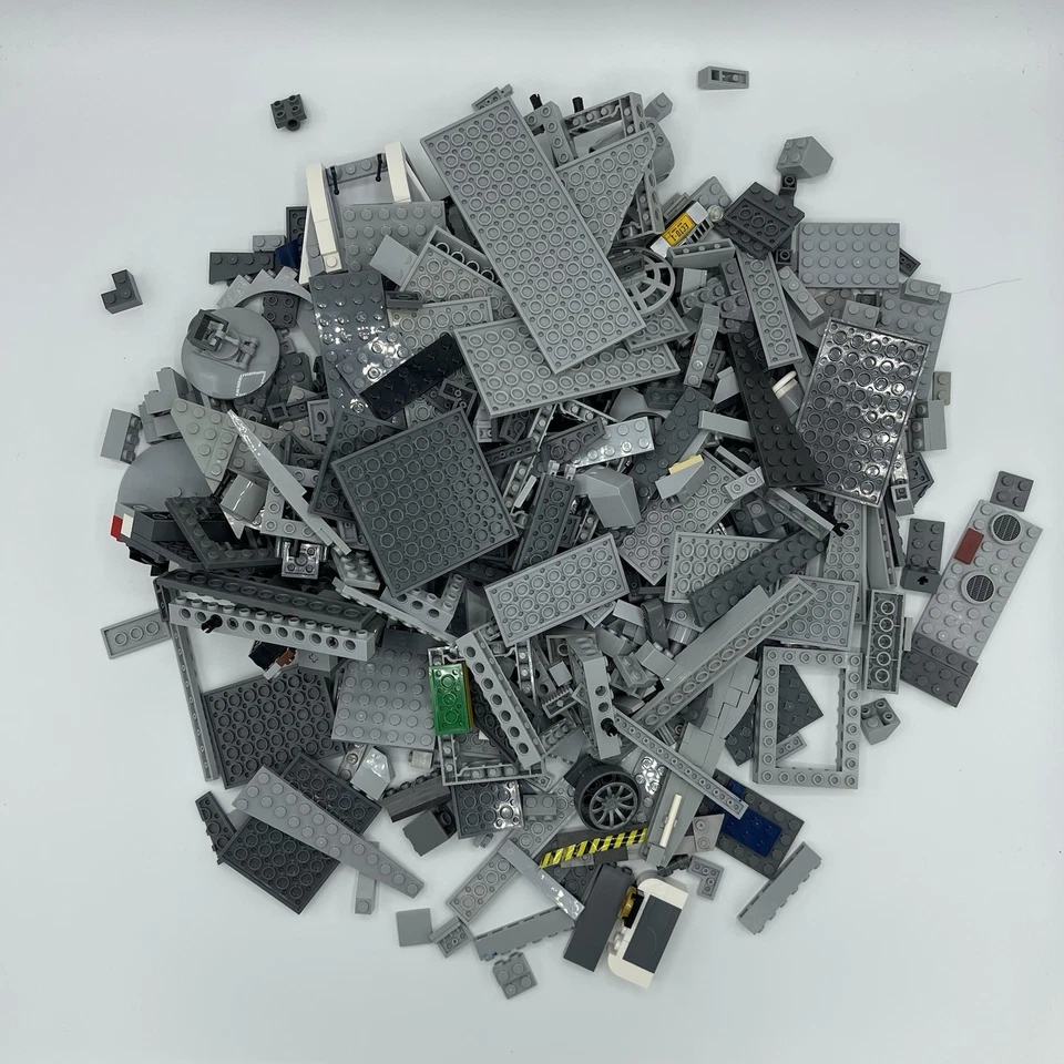 LEGO Bulk 2 Lb Lot Pieces Parts Genuine Mostly Gray Base Plates Bars Bricks - Image 2 of 4