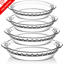 4 Packs Glass Pie Plates, MCIRCO Deep Pans Set 4pcs, Clear