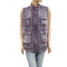 Free People We The Free Vest Jacket Top Utility Cotton Vintage Purple M 284629