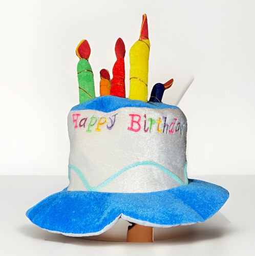 Birthday Cake with Candles Hat, Unisex, Adult, Gag Gift, Badge included. 