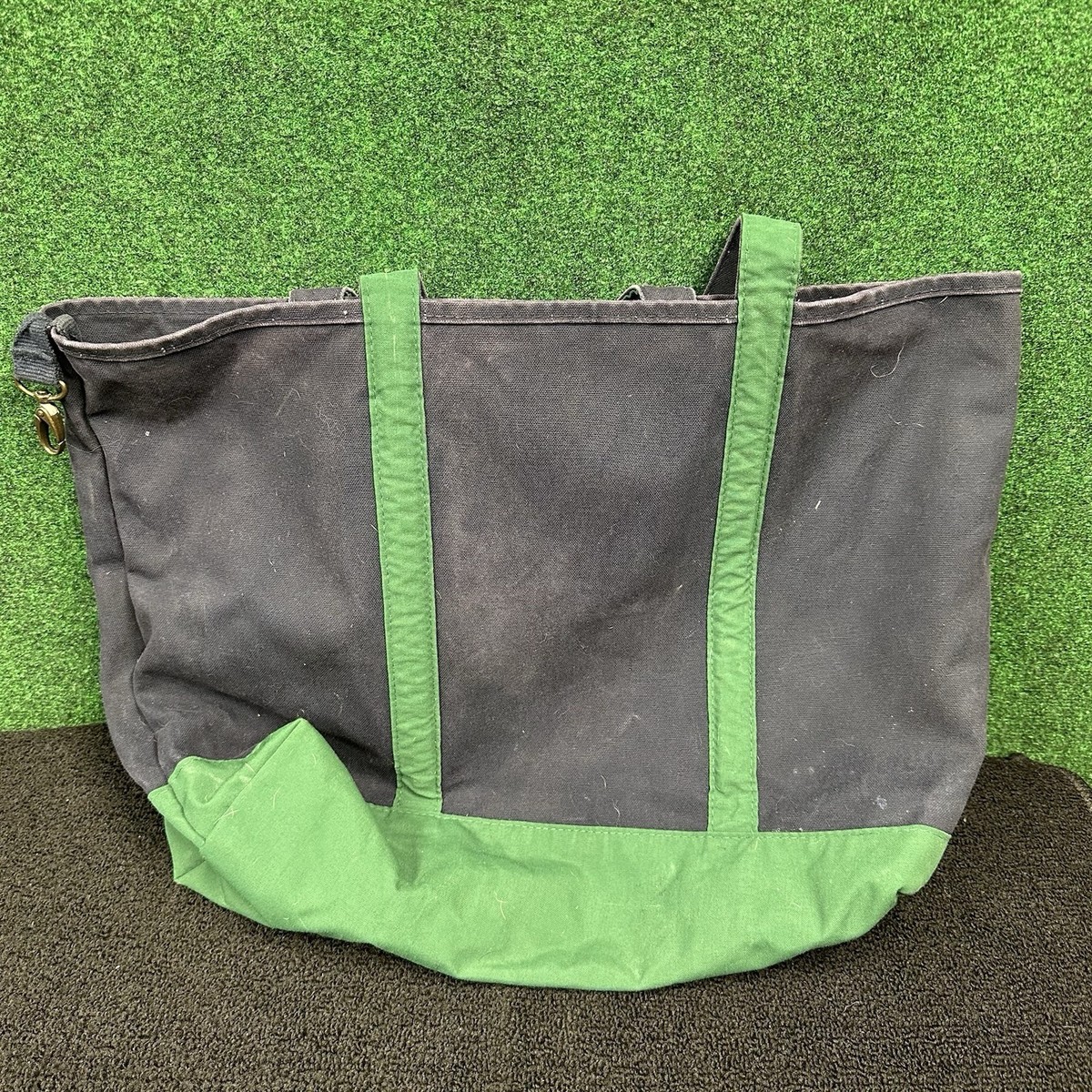 Vintage 90s Lands End Boat Tote Style Canvas Bag Blue Green Made 