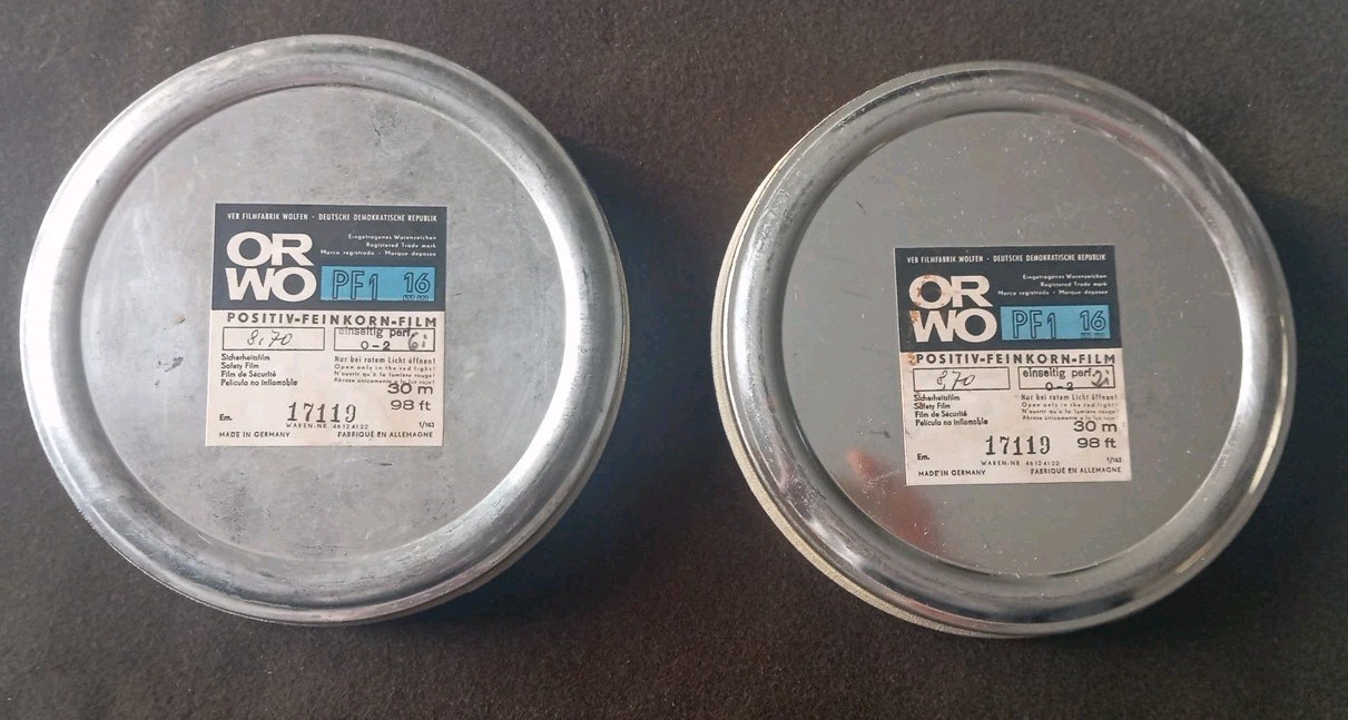 Pellicule 16mm ORWO PF1 bobine vintage 30m film argentique noir blanc