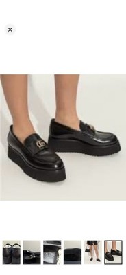 Gucci Black Platform Leather Loafers Marmount Creeper 