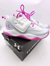 Under Armour Kids Gray/ Pink Shoes Size 6Y UA GS Zone BB 2, Athletic Shoes NEW