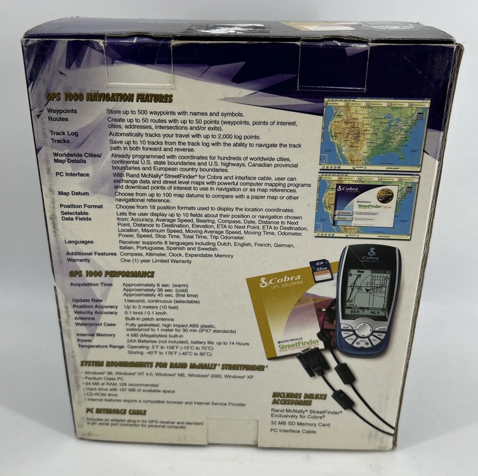 Cobra GPS 1000 DLX Portable Navigation System 32MB Memory NIB - Image 2 of 4