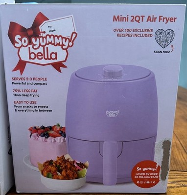 New SO YUMMY! Bella 2 Qt Nonstick Air Fryer 400°F Auto Shutoff 60 Minute Timer