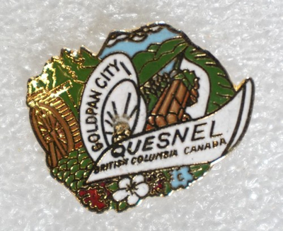 #ad Quesnel British Columbia Gold Pan City Pinback Button DALCO $9.99