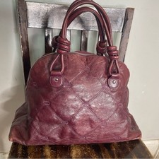 OSCAR DE LA RENTA Vintage leather quilted burgundy handbag satchel