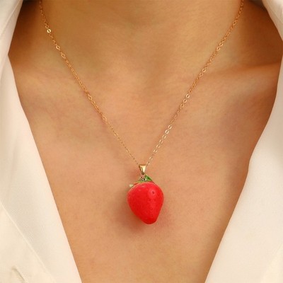 Strawberry/Peach Neck Jewelry Perfect for Youthful Couple or Close Friend