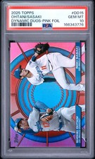2025 TOPPS DYNAMIC DUOS PINK FOIL #DD15 ROKI SASAKI SHOHEI OHTANI ROOKIE PSA 10