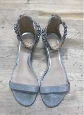 Jewel Badgley Mischka Silver Glitter Embellished Wedge Sandals Size 5.5