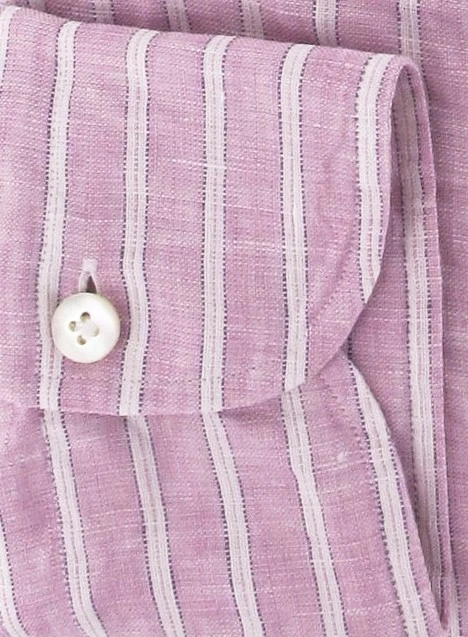 Camisa grande Finamore Napoli rosa con botones delanteros Foto 3 de 4