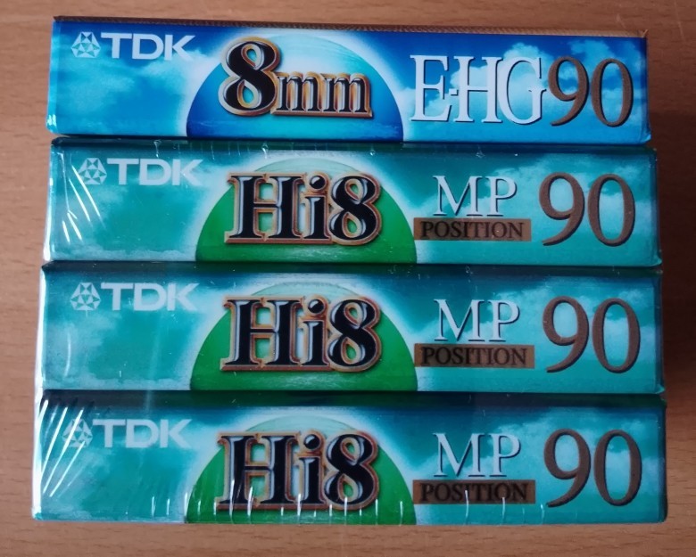 Cassettes TDK Hi8 MP 90m et bande 8mm pour numérisation de vidéos
