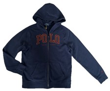 Polo Ralph Lauren Jacket L 14-16 Navy Blue Logo Pony Full Zip Hoodie Fleece