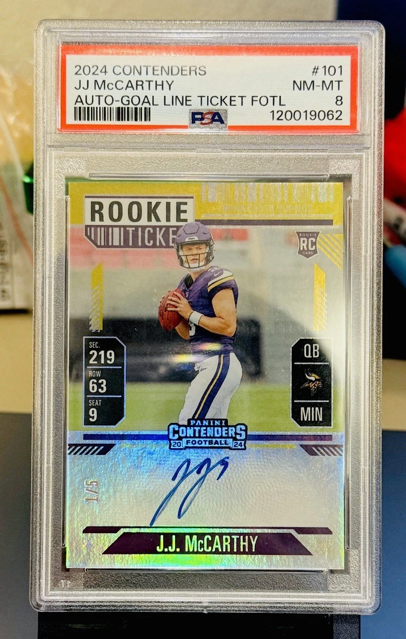 JJ McCarthy Panini Contenders #101 Autograph-Goal Line Ticket Fotl