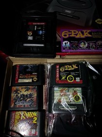 Sega Genesis Model 2 Console with 3 Controllers and Sonic 2 6-Pack Xmen 2 CIB