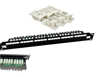 24 Wege Cat5e rechtwinkliges Datennetzwerk Ethernet Panel & Cat5e Euro's 6er Pack