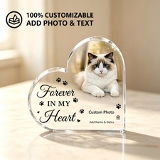 Pet Memorial Fur Parent Loss of Pet Custom Photo Text Heart Acrylic Keepsake