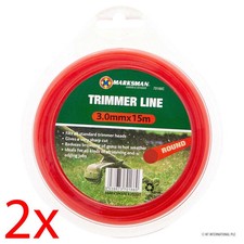 2 X TRIMMER LINE NYLON GRASS STRIMMER ROUND STRING GARDEN ELECTRIC 15M X 3MM NEW 0.23 per metre