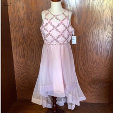 Rare Editions Embroidered High-Low Tulle Dress