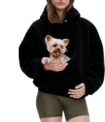 Pet Pouch Hoodies Women Oversized Cat Hoodie With Dog Pocket Kangaroo