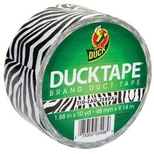 Duck Printed Duct Tape - 1.88" Width X 30 Ft Length - 1 / Roll - Zebra