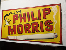 Call for Philip Morris Embossed Tin Advertising Sign Stout St. Louis 27