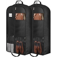 2 Pack 43x65 Inch Heavy Duty Gusseted Garment Bags Hanging Clothes Storage Bag