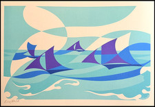 Giacomo Balla Litografia Biennale 1968 COA originale numerata a matita