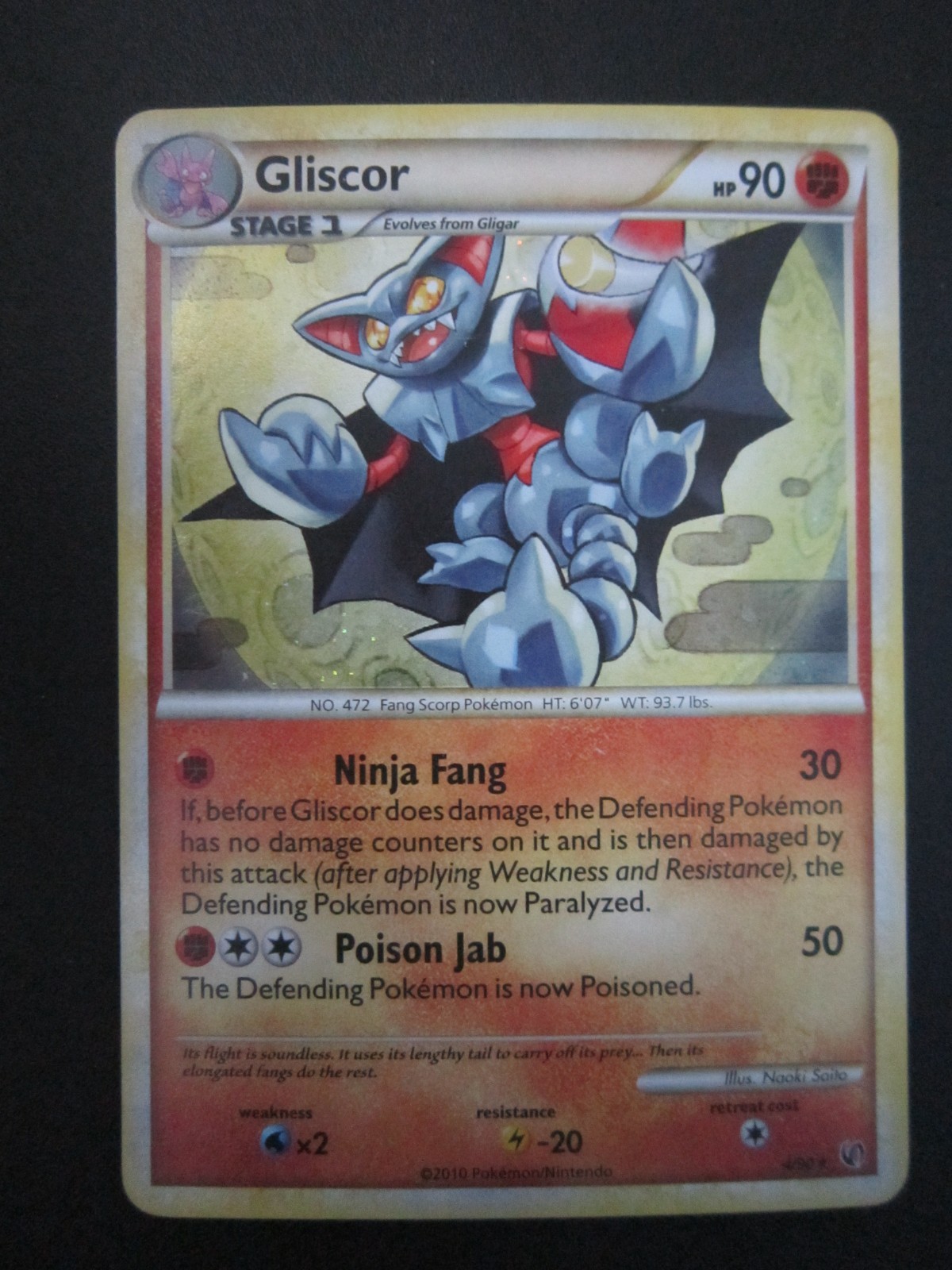GLISCOR HOLO POKEMON CARD 4/90 HGSS UNDAUNTED VERY LIGHTLY PLAYED EX+