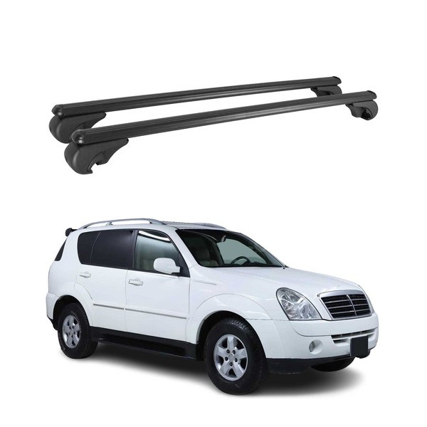 DachträGer FüR Ssangyong Rexton 2001-2012 GepäCkträGer GrundträGer Alu Schwarz-image