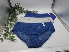 3pr NWT Ashley Stewart Plus Panties Sz 30/32 5X Blue Gray Lace 023