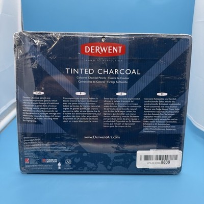 NEW 24x Derwent Tinted Charcoal Colour Pencils Tin - SEE DETALS