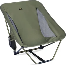 iClimb Low Ultralight Compact Camping Folding Chair with Side Pocket Green 