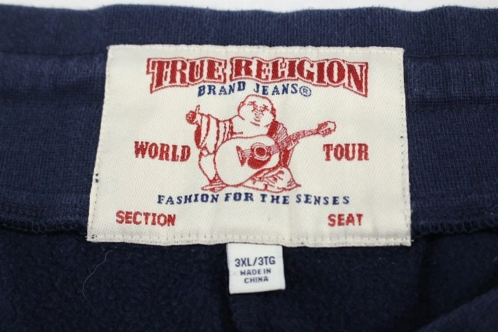 Calça de moletom atlética True Religion jogger masculina 3XL azul bordada cônica - Imagem 3 de 4