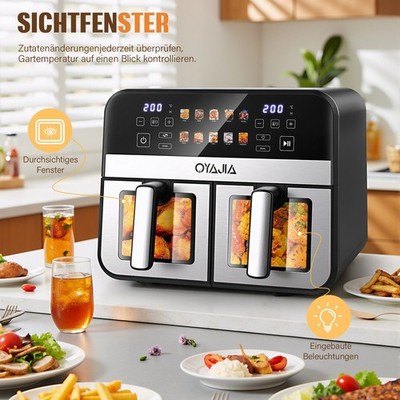 10.5L Doppel Heißluftfritteuse Dual Air Fryer Digital Heißluft-Fritteuse