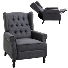 Image of HOMCOM Manual Reclining Armchair Recliner with Footrest, Dark Grey