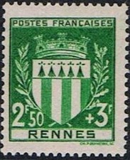France num Yvert 534 ** MNH Armoirie Rennes Année 1941