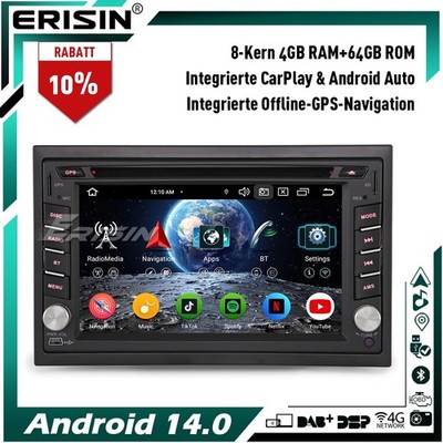 8-Kern 4G+64GB Android 16 Doppel 2Din Autoradio CD GPS Navi DAB+ BT WiFi CarPlay