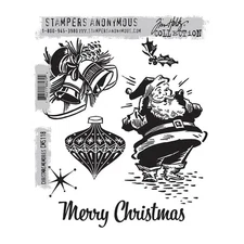 Tim Holtz Stampers Anonymous "CHRISTMAS MEMORIES" Rubber Cling Stamp Set
