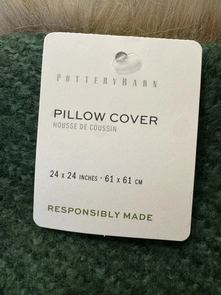 "Funda de almohada Pottery Barn Stewart a cuadros con piel sintética Navidad 24"" verde múltiple" Foto 2 de 4