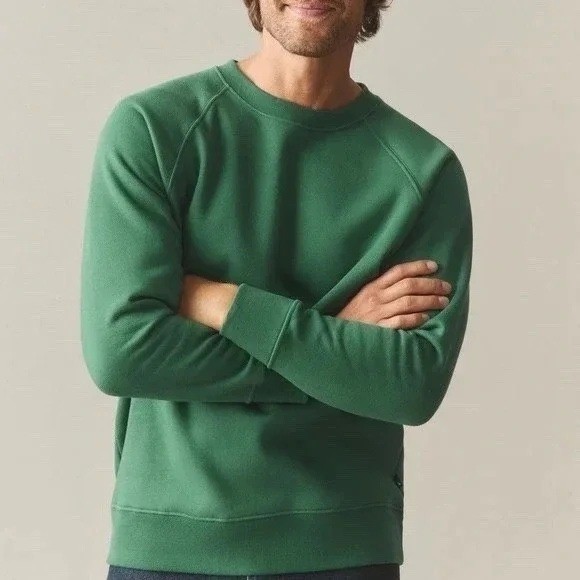 American Giant Midweight Sweatshirt Mens S Green Cotton Crew Neck Raglan Sleeve